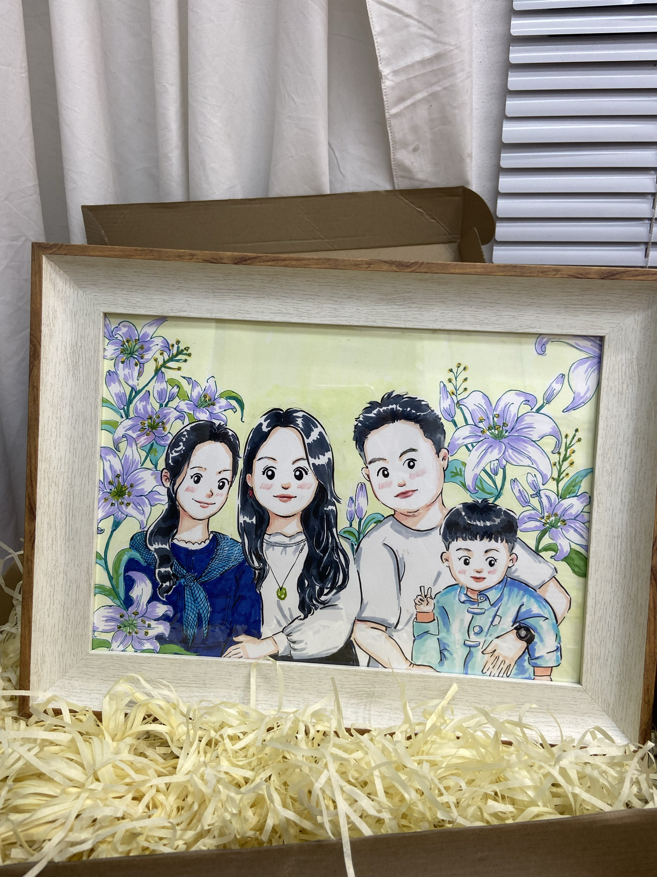 全家福纯手绘情侣漫画像定制q版头像转卡通肖像圣诞节定制礼物品图片