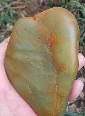 真皮和田玉原石毛料绿色毛料玉料玉石摆件380克115*79*30MM处理价