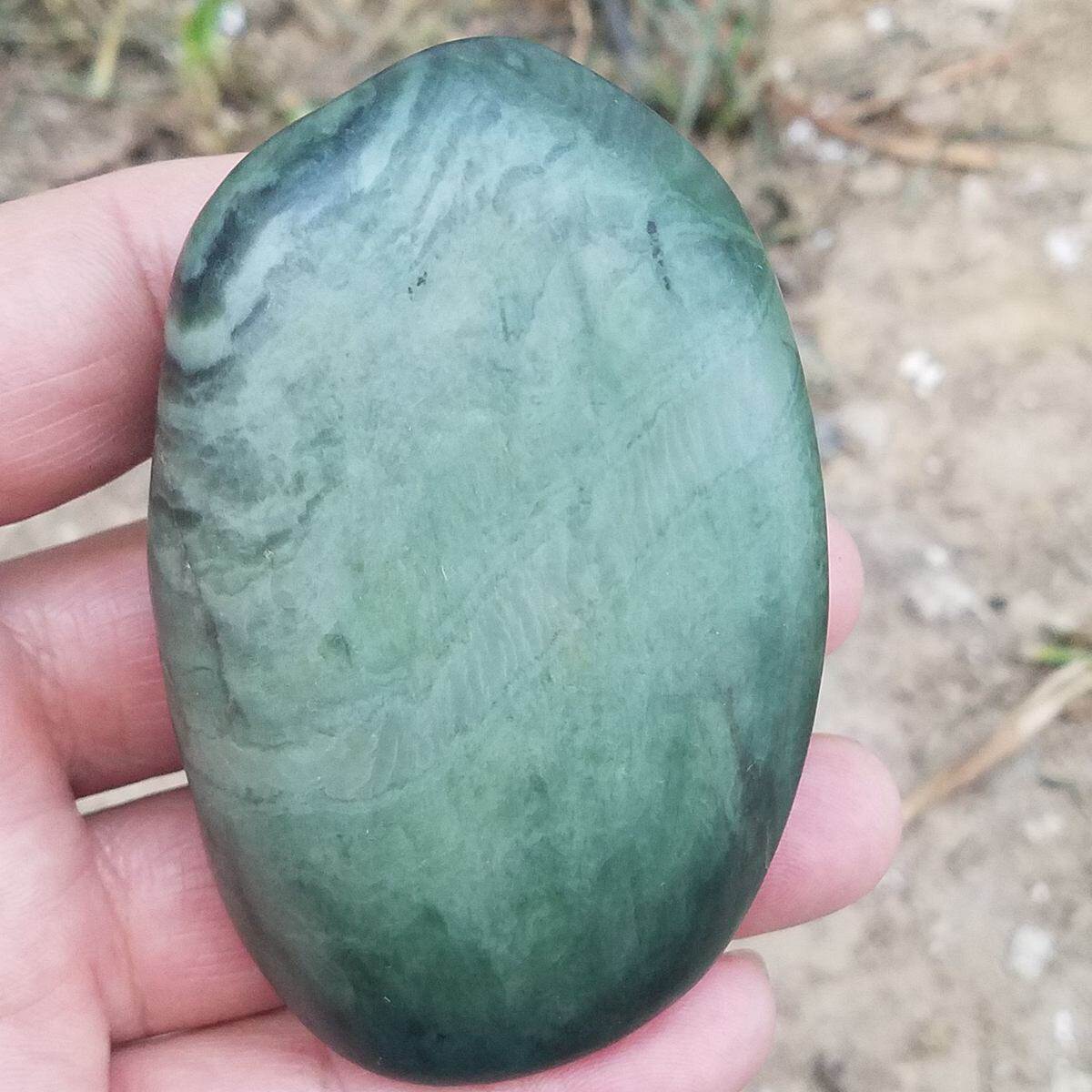 真皮新疆沙枣青和田玉原石毛料玉料手把件253克89*56*28MM送证书