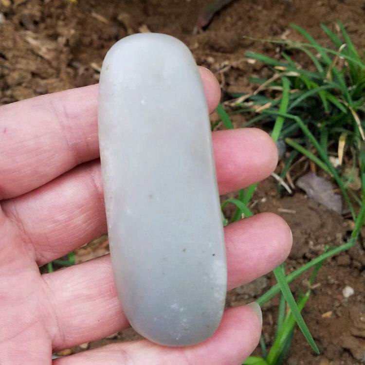 寻顾烟青料子青花手把件可打孔