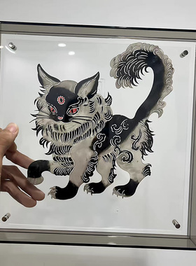 马年玄猫红猫蓝猫皮影戏白龙马红马彩马儿童摄影写拍照道具皮影马