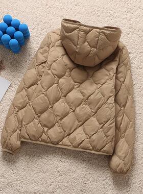 白鸭绒大码羽绒服女短款连帽冬季轻薄外套内搭小个子2025轻便内胆