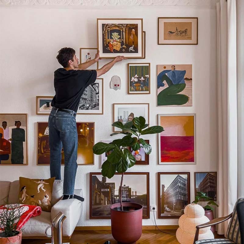 侘寂风抽象人物建筑客厅玄关装饰画中古风沙发背景墙文艺小众挂画图片