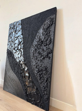 黑色高级感沙发背景墙装饰画