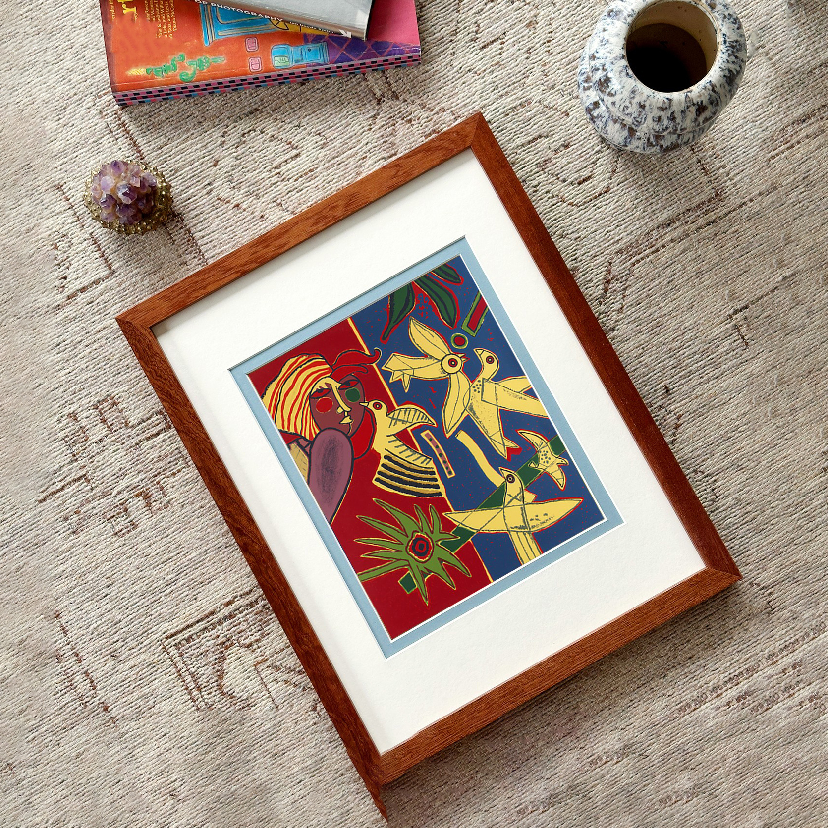 《和平》中古彩色花卉客厅挂画高级设计感抽象壁画小众艺术装饰画