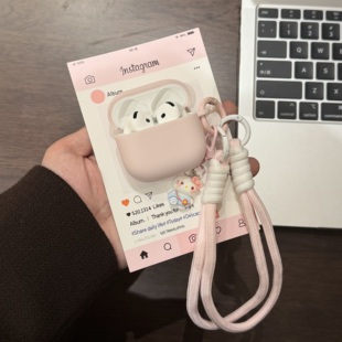 樱花粉适用苹果airpodspro3保护套airpods4代保护壳airpodspro2代耳机壳硅胶软壳连体保护壳防摔挂绳挂钩防丢