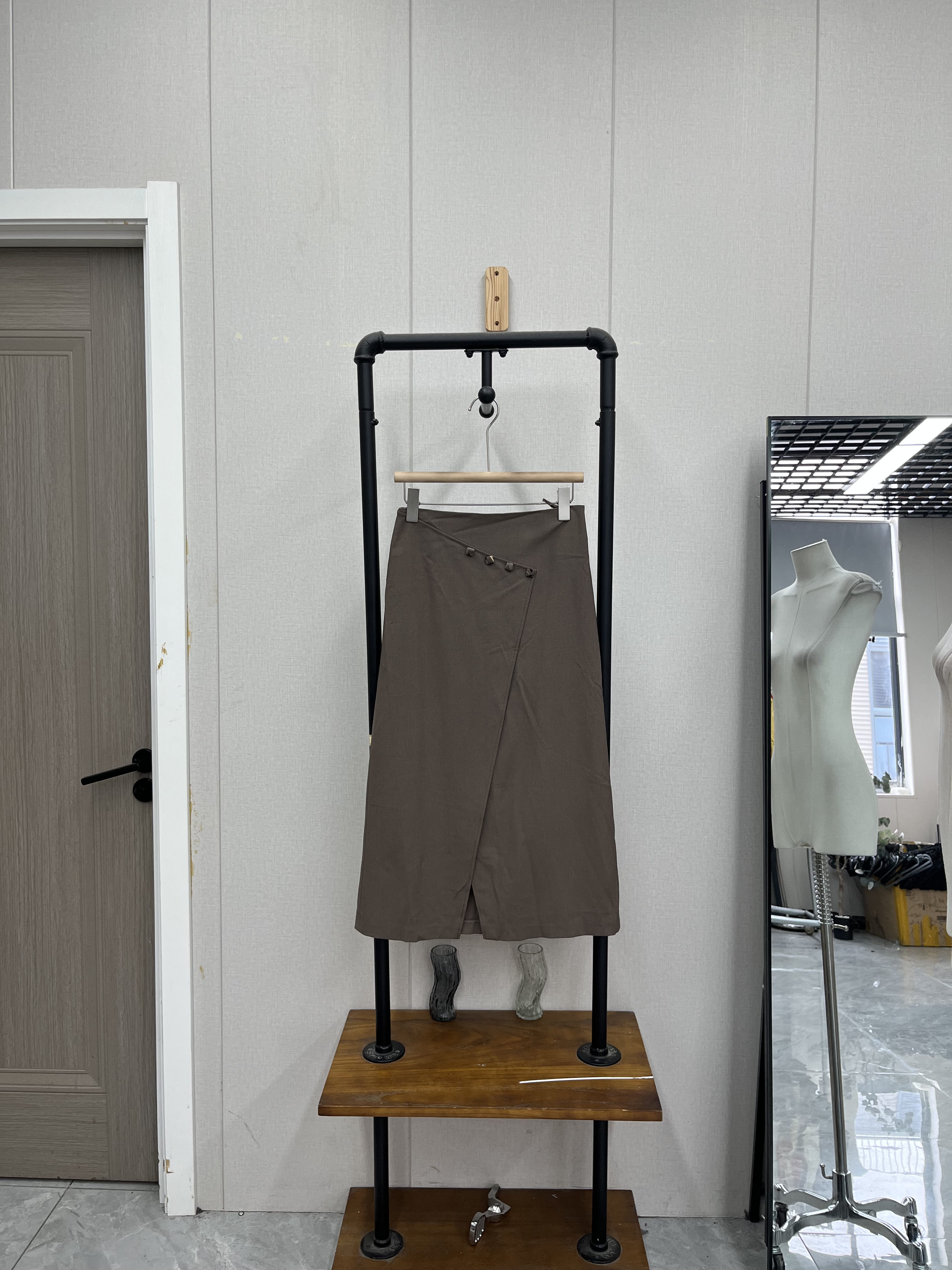 高级国风盘扣设计半身裙春夏款复古色系百搭气质款