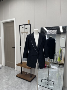 黑色系百搭修身磁吸扣设计高级简约西服外套中长春秋