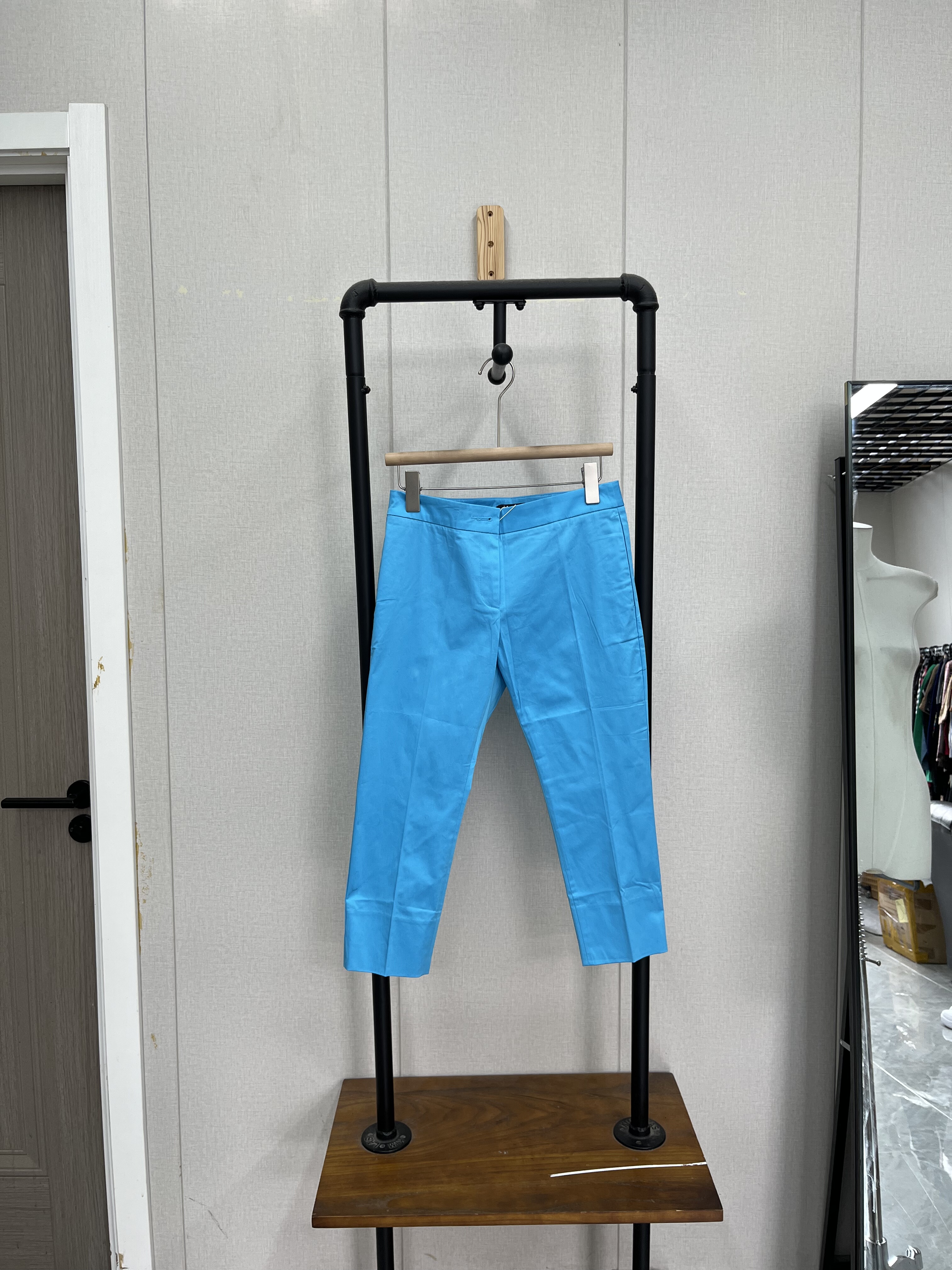 七分裤春夏款高腰百搭复古蓝色舒适亲肤显瘦通勤