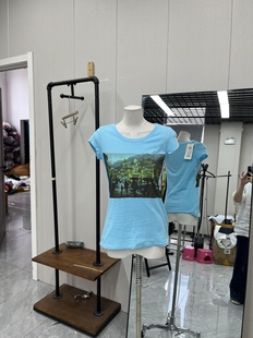 百搭修身微弹力清新减龄蓝色圆领夏季短袖T恤辣妹