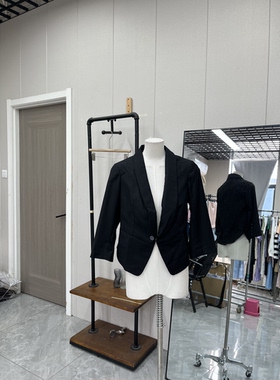 黑色修身一粒扣韩版西服外套春秋款通勤百搭休闲