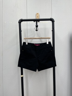 薄款 黑色中高腰显瘦短裤 休闲百搭复古通勤舒适夏季