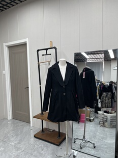 100呢料高级黑色长款大衣秋冬百搭气质通勤显瘦复古