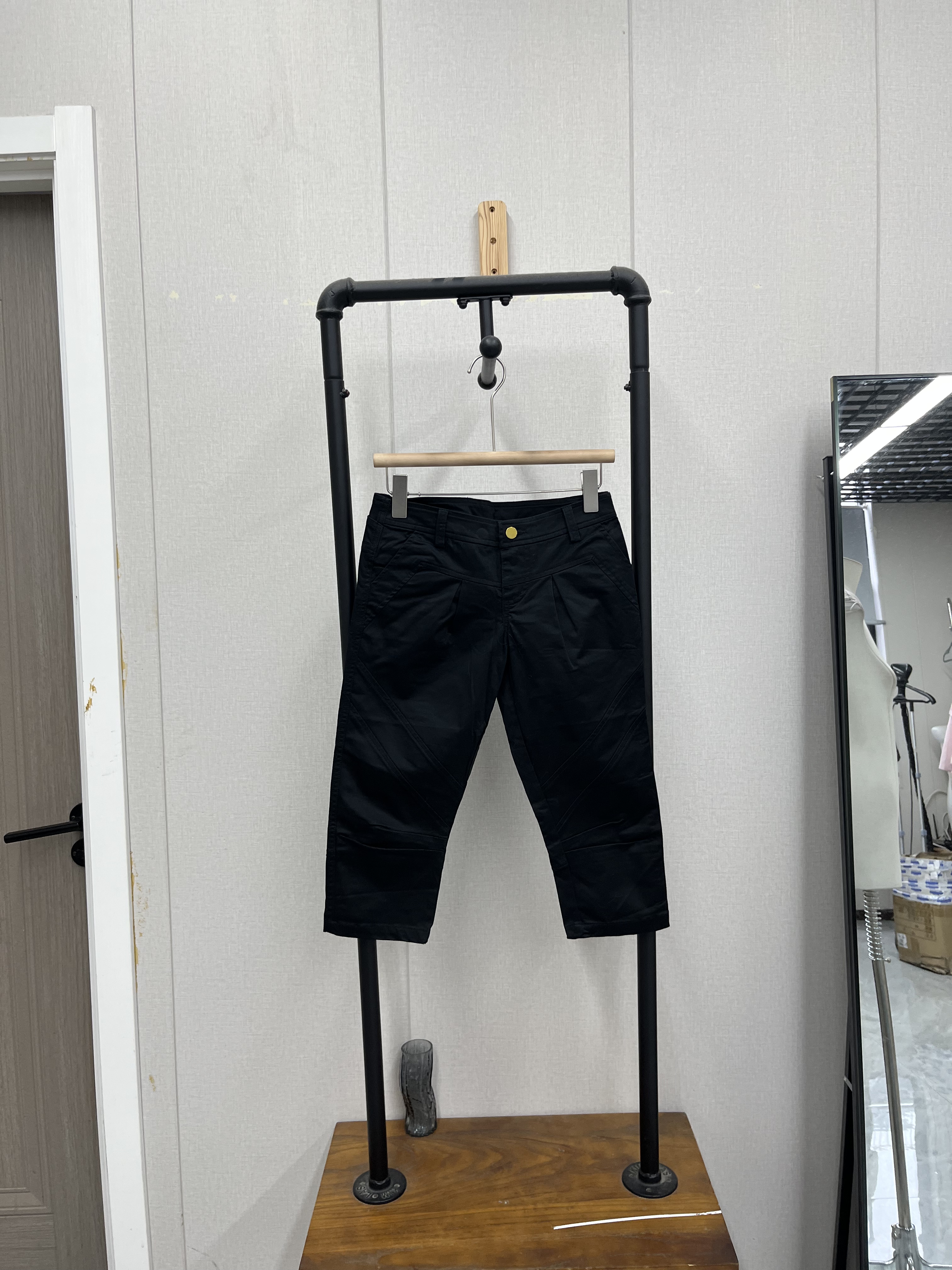 黑色复古中低腰休闲裤女款七分裤休闲百搭春夏时尚