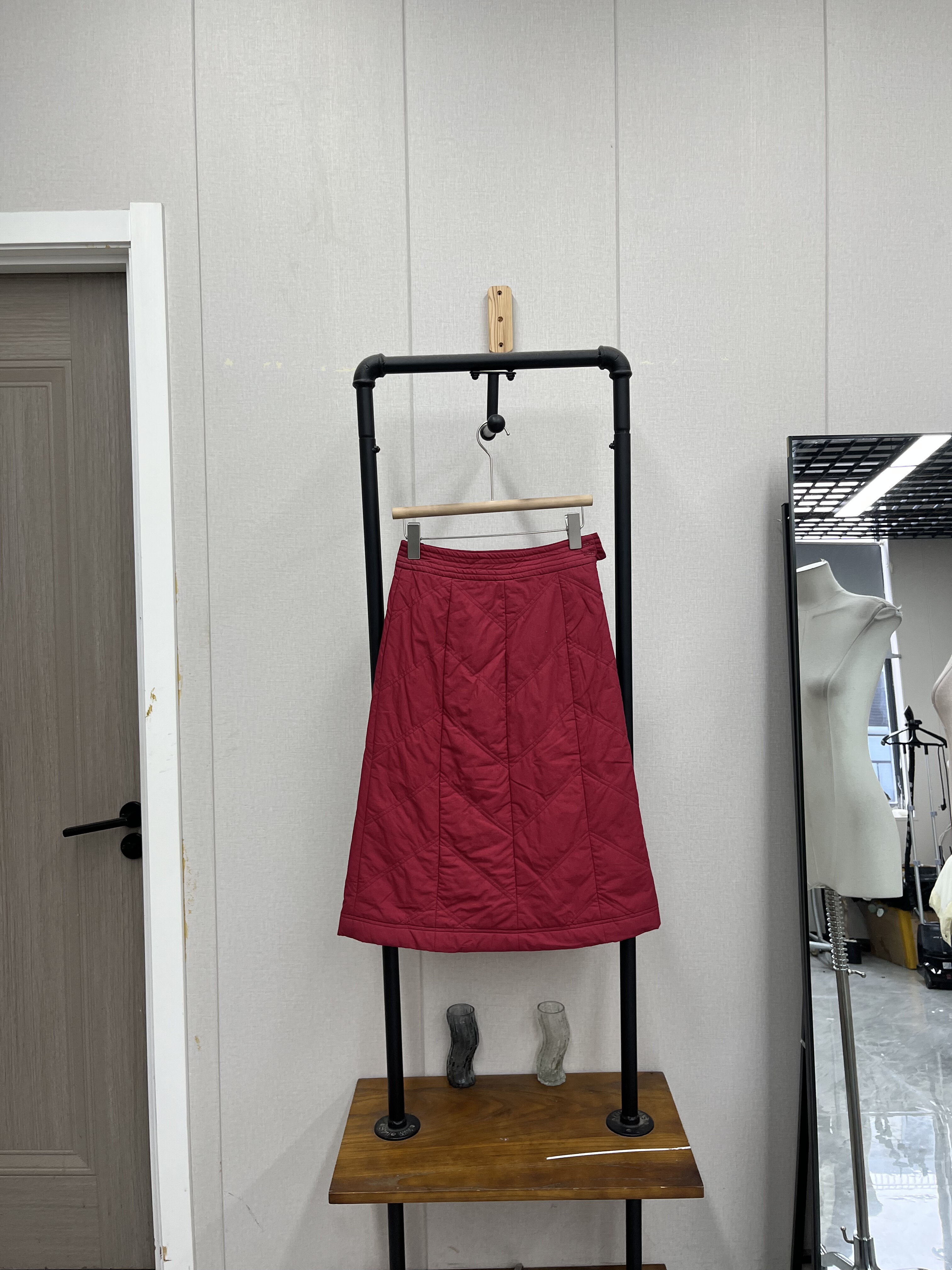 大红色加棉半身裙A版中长裙秋冬保暖减龄休闲显瘦