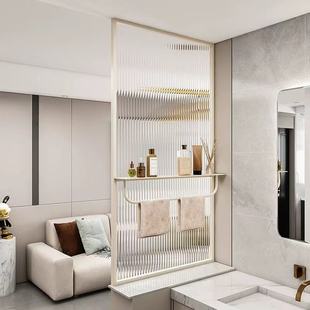 长虹水波纹玻璃隔断卫生间半墙屏风玄关客厅干区洗漱台带置物架