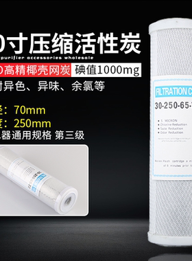 家用净水器配件10寸平口压缩网碳