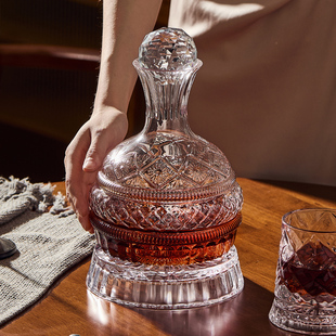 可旋转醒酒器奢华高档分酒器水晶玻璃酒壶酒具套装 家用红酒醒酒器