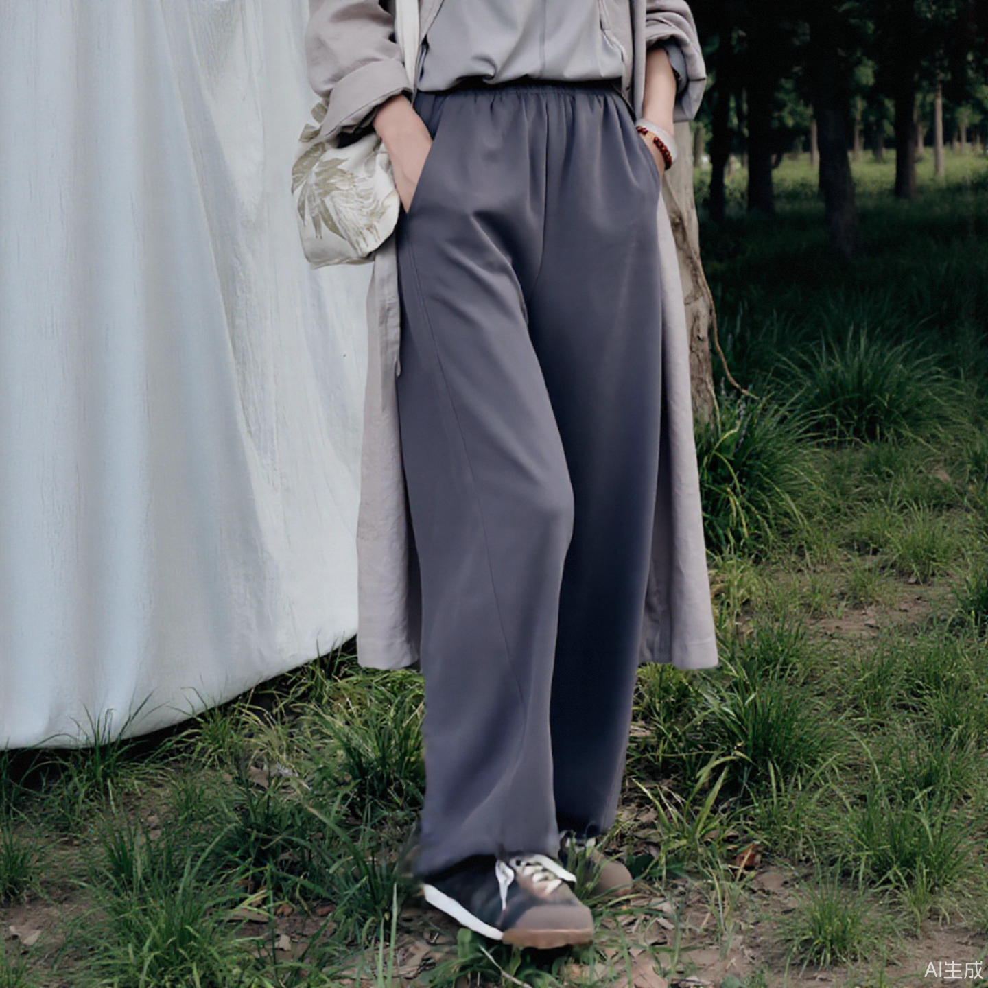 春秋新款宽松直筒阔腿休闲裤女