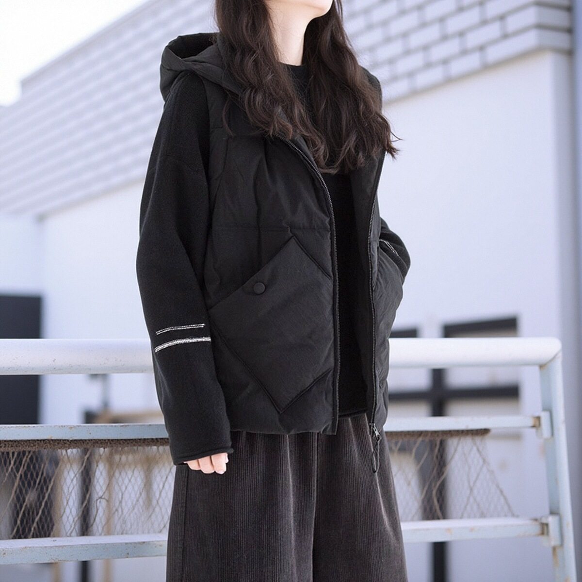 2025秋冬新款大朵白鸭绒大口袋宽松百搭黑色连帽羽绒马甲女,女装/女士精品,时尚羽绒马夹,淘宝优惠券,粉丝福利购,淘宝优惠卷