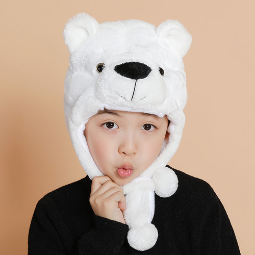 幼儿园表演装扮儿童白熊北极熊卡通头饰可爱小动物头套男女孩表演