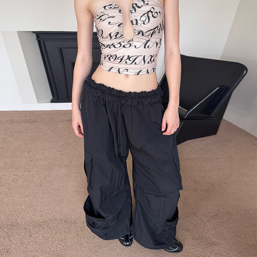 AE30 SAINT 泡泡腰头突显腰臀比工装裤 多口袋抽褶宽松休闲长裤