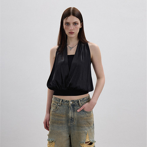 AE30 Saint 多种穿法拼接挂脖上衣 修身绑带抹胸 2025SS