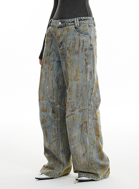 AE30 Saint 做旧洗水宽松牛仔裤 多色显瘦阔腿脏脏长裤 2024AW