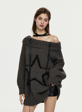 AE30 Saint 多种穿法一字肩针织衫 丝带高领宽松毛衣 2024AW