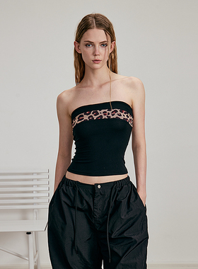 AE30 Saint 豹纹拼接抹胸上衣 修身显瘦收腰背心吊带