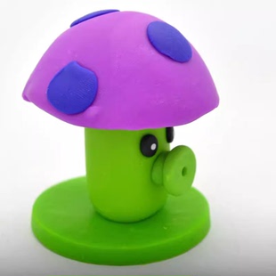 植物大战僵尸玩具海蘑菇胆小菇小喷菇孢子菇软陶公仔模型摆件手办