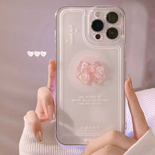 蝴蝶结适用iPhone17手机壳苹果18promax立体水晶11透明16代发少女