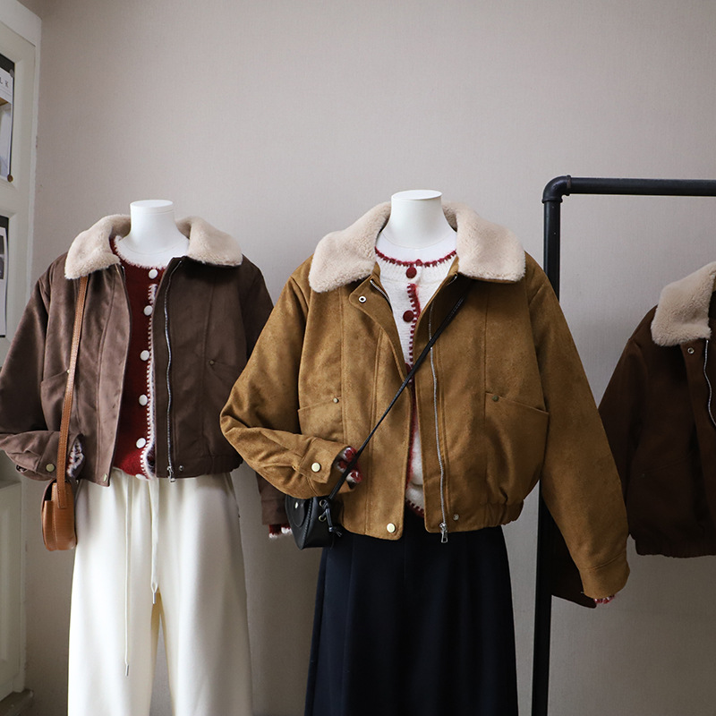 2025冬季新韩版高级感时尚显瘦加厚保暖毛领棉服外套女