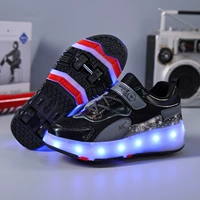 Туфли Heely на четырех колесах с черной сеткой и подсветкой 156