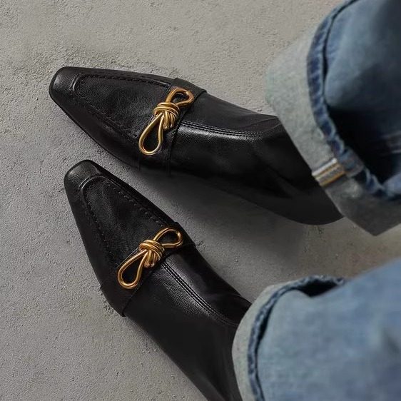 欧美时尚~个性金属扣手工真皮羊皮短靴女单靴低跟平底后拉链方头,女鞋,时装靴,淘宝优惠券,粉丝福利购,淘宝优惠卷