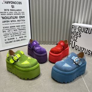 2026新款磨砂皮大头小个子增高博肯鞋女8cm厚底休闲鞋板鞋单鞋女