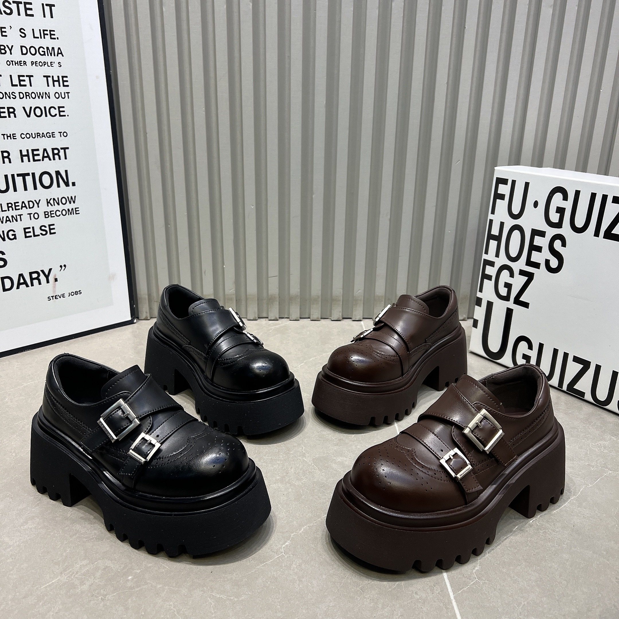 欧货真皮厚底松糕乐福鞋女2026新款皮带扣低帮鞋小个子单鞋小皮鞋,女鞋,松糕（摇摇）鞋,淘宝优惠券,粉丝福利购,淘宝优惠卷