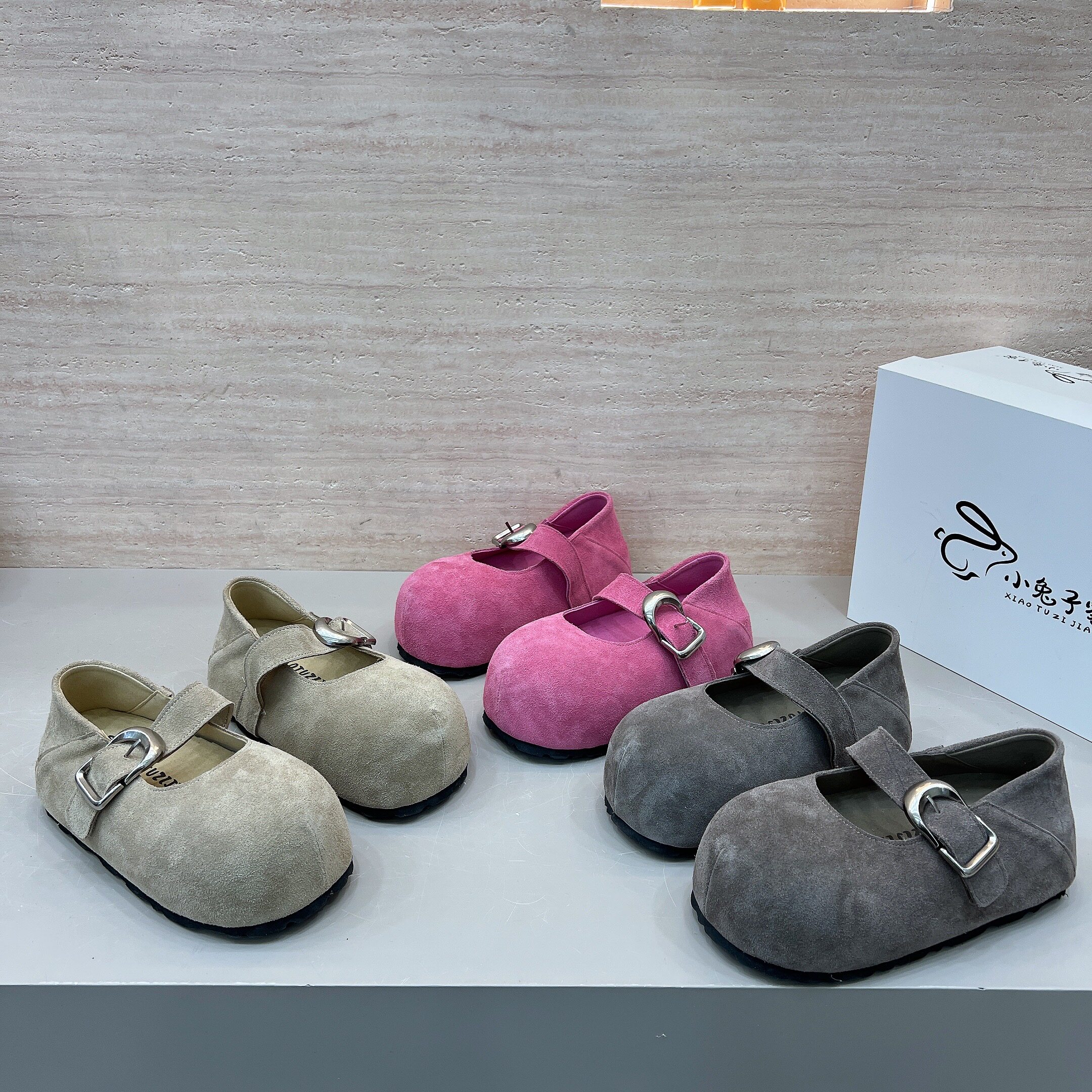 大头磨砂皮玛丽珍鞋女2026新款5cm厚底内增高一字带两穿勃肯单鞋