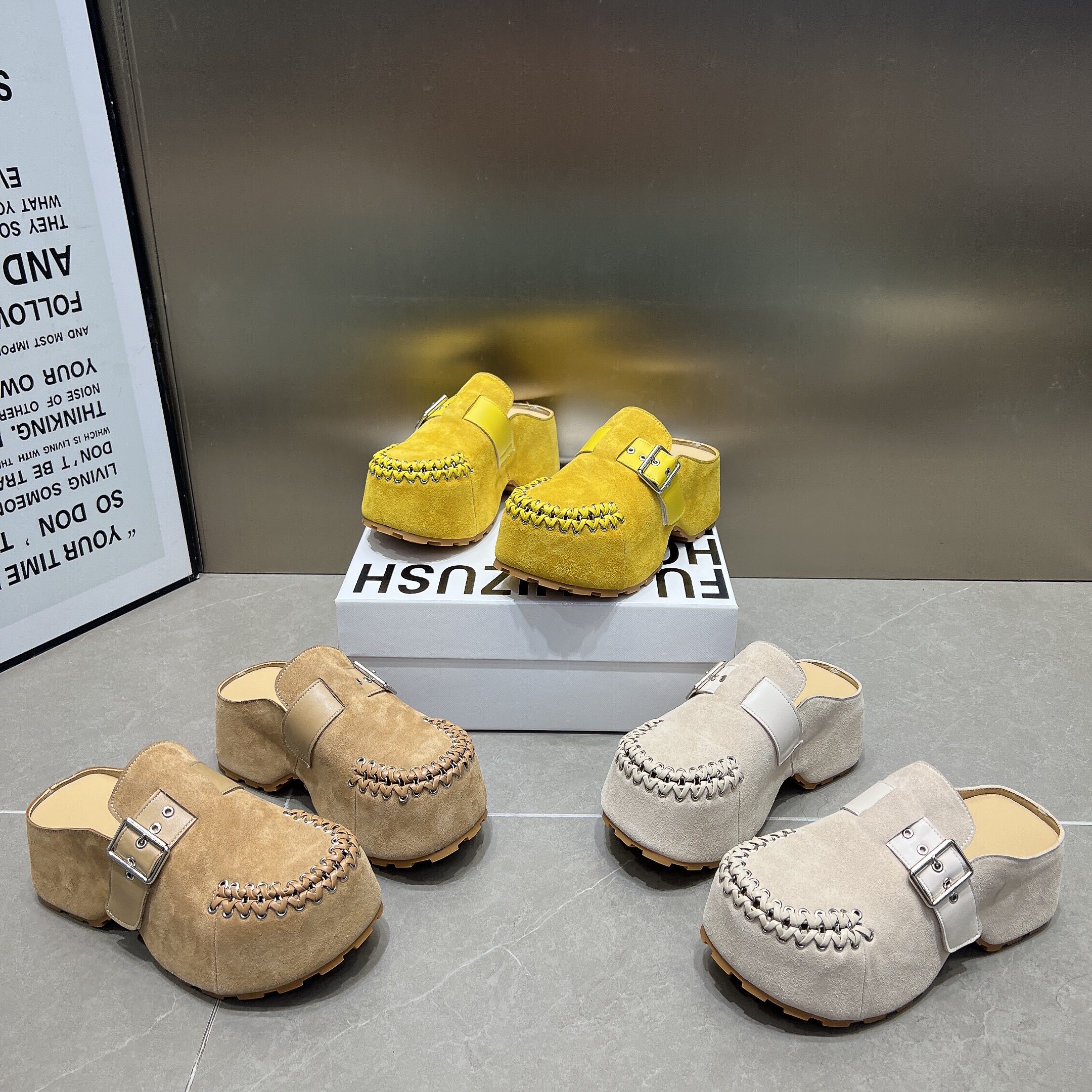 磨砂皮勃肯鞋女2026新款6cm厚底内增高包头半拖鞋一脚蹬穆勒鞋女