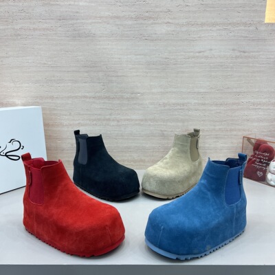 磨砂真皮高帮鞋女2026新款厚底内增高套筒及踝短靴卡皮巴拉单鞋女