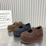 磨砂皮厚底内增高5cm一字带玛丽珍鞋魔术贴加绒低帮鞋棉瓢鞋女鞋