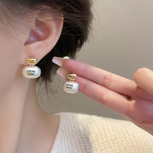 磨砂拉丝金豆豆耳钉女银针