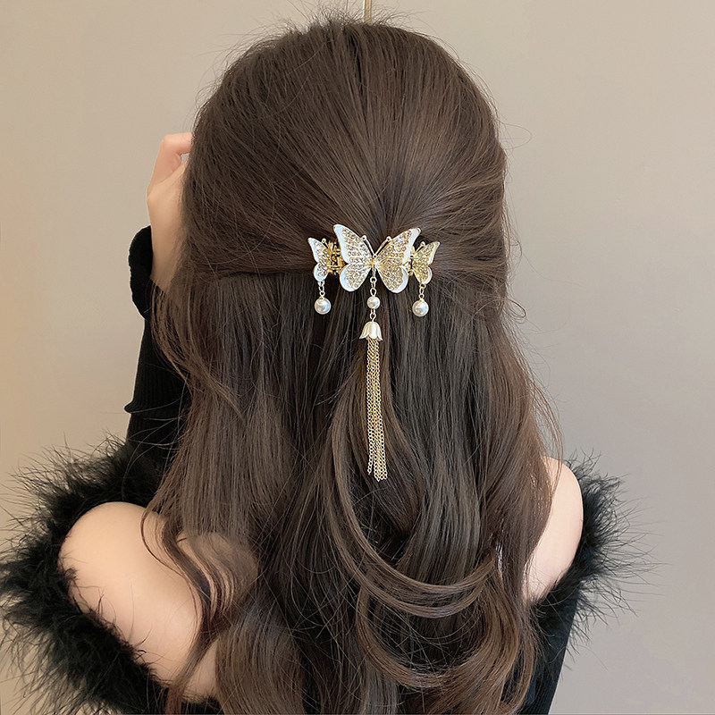 超仙蝴蝶流苏发夹女半扎发抓夹发饰后脑勺甜美发卡古风夹子头饰,饰品/流行首饰/时尚饰品新,发饰,淘宝优惠券,粉丝福利购,淘宝优惠卷