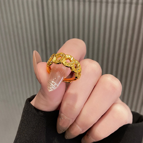 沙金不掉色五帝钱铜钱戒指女