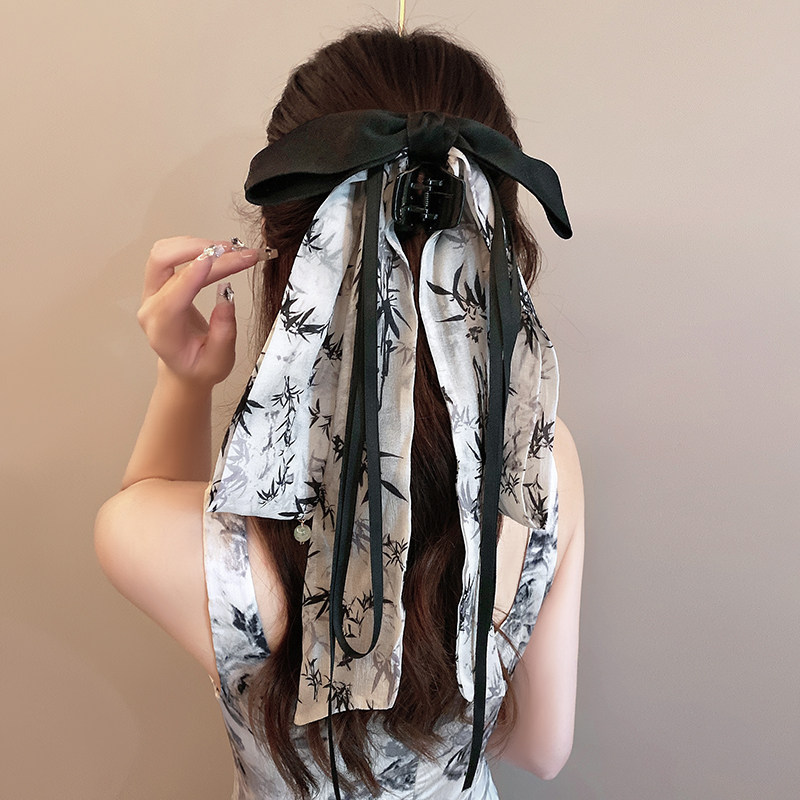 古风蝴蝶结水墨文字飘带抓夹女后脑勺半扎马尾夹新中式汉服头饰,饰品/流行首饰/时尚饰品新,发饰,淘宝优惠券,粉丝福利购,淘宝优惠卷