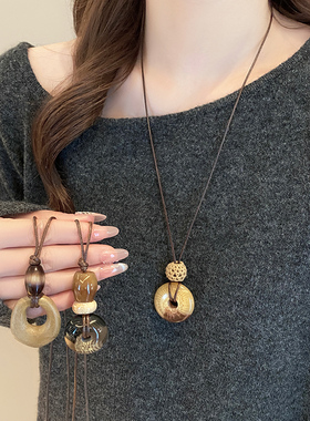 新中式晕染不规则长款项链女