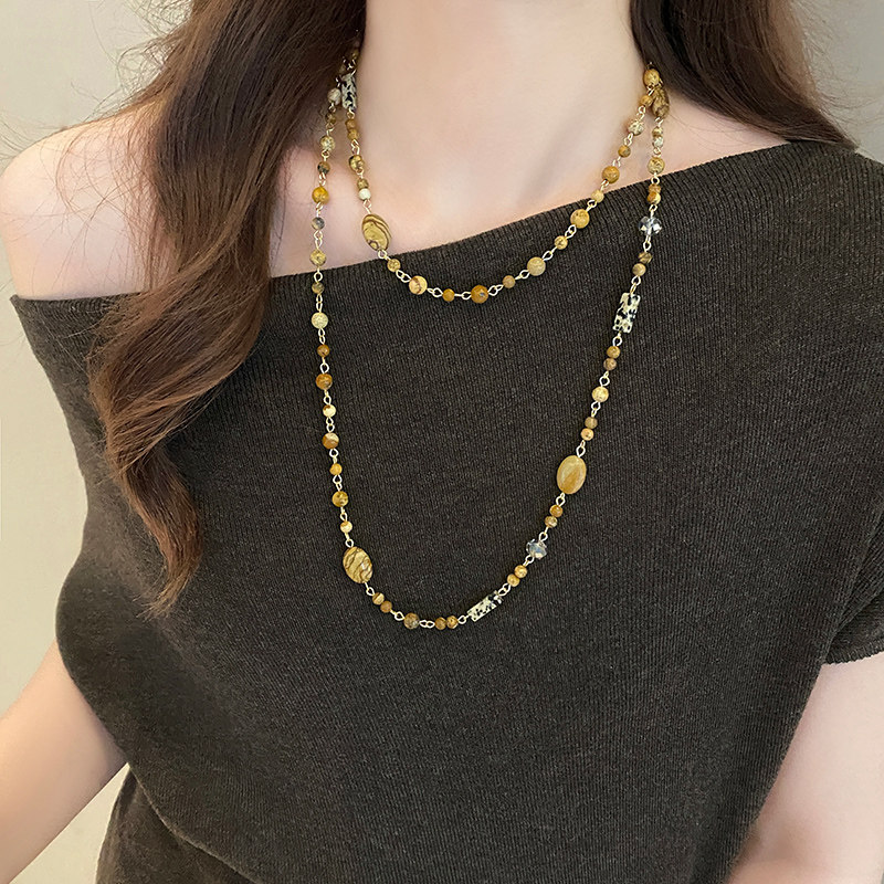 美拉德项链女款高级感轻奢小众毛衣链长款叠戴锁骨颈链装饰配饰品