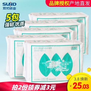 蓝欣平板卫生纸5包家用厕纸家庭实惠装 双灯刀切草纸 厕所方块老式