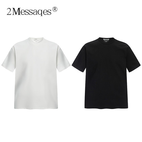 2Messages「刺M」夏季小领口索罗娜凉感弹力短袖t恤