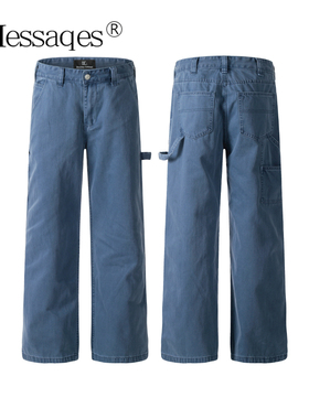2Messages 复古工装裤男女做旧水洗阔腿直筒法工裤宽松休闲通勤裤